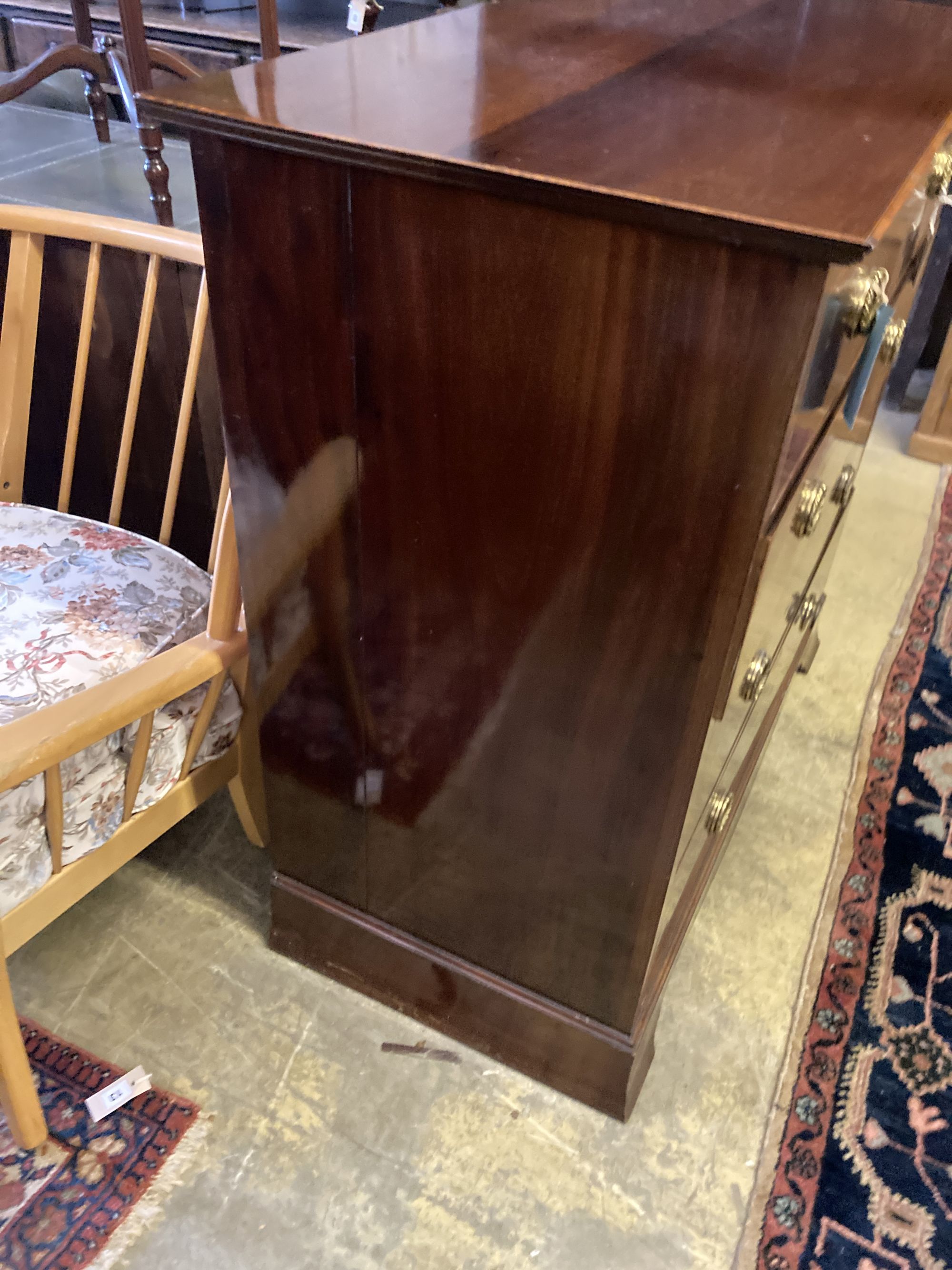 An Edwardian Maples banded mahogany chest, width 107cm, depth 56cm, height 108cm